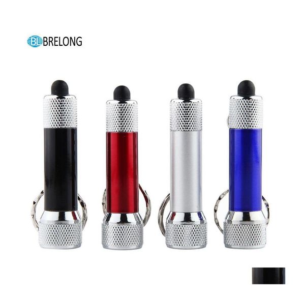 Torches Brelong Portable 5 LED Mini lanterna de lanterna Luz de lanterna de alum￭nio Keychain Chain Blue Red Sier Black Drop Delivery Lights L DHL4Z