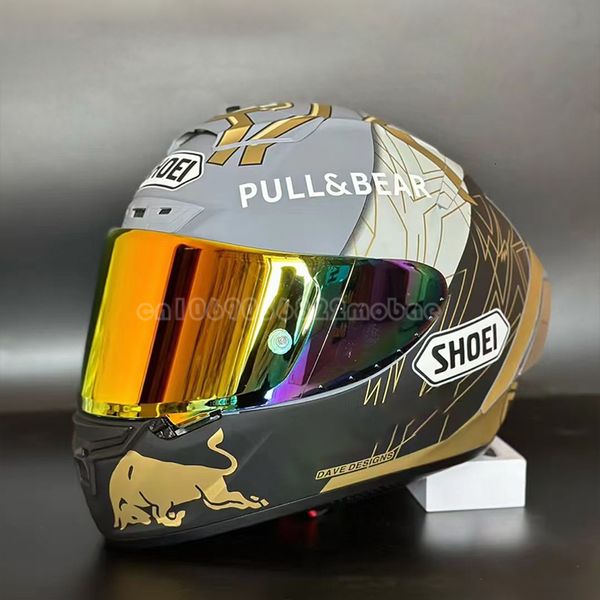 Skates Capacetes Motocicleta X14 X Spirit III Marquez Gold Ant Full Face X Fourteen Sports Racing 230208