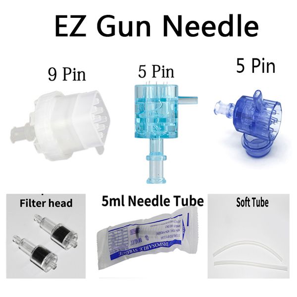 Yüz Masajı EZ Vakum Mezoterapi Tabancası 5/9 İğneler Ucu Negatif Basınç Meso Kırışıklık Karşıtı Kartuş Enjektör Aksesuarları 230207