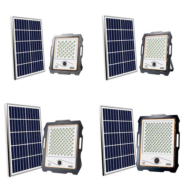 Luzes de inundação solar Segurança da câmera ao ar livre com sensor de movimento 32g 1080p HD 3500lm Cam Luz de Luz Diretor para Wi -Fi à prova d'água 100W 400W