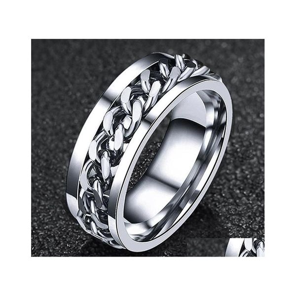 Cluster Ringe Titan Stahl Paar Für Frauen Männer Persönlichkeit Hiphop Kette Rotierenden Ring Modeschmuck Valentinstag Geschenk Drop De Dhigk