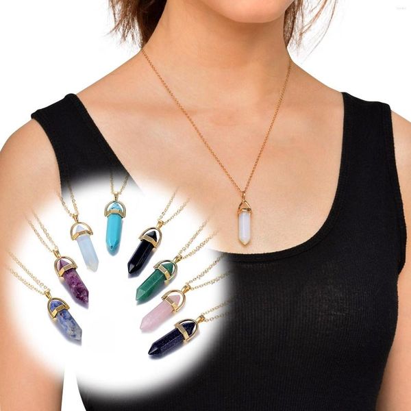 Ketten Naturstein Anhänger Heilkristall Punkt Halsketten Quarz Pendelsäule Reiki Chakra Edelsteine zur Herstellung von Schmuck