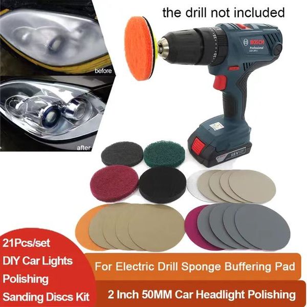 2 zoll 50MM Auto Scheinwerfer Reparatur Set Polieren Nass Trocken Schleifpapier Kit Schleif Scheiben Polierer Reinigung Farbe Pflege auto Schönheit