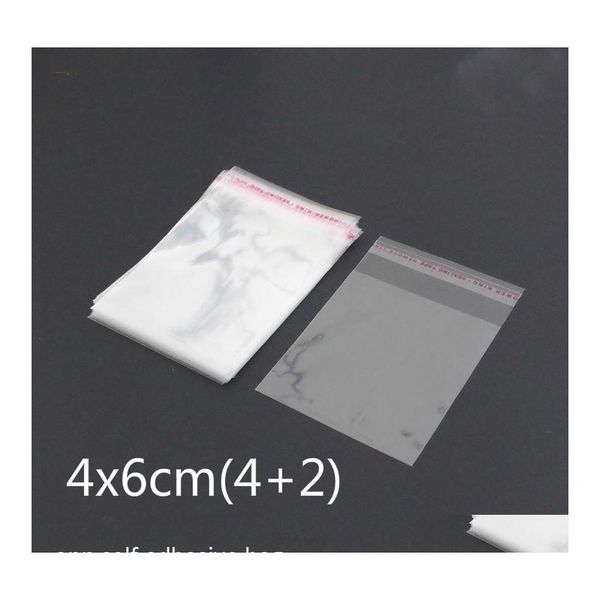 Sacchetti da imballaggio 1000 pezzi trasparente richiudibile Bopp poly cellophane 4X6 cm 42 trasparente Opp regalo custodia in plastica sigillo autoadesivo goccia Del Dhtjl