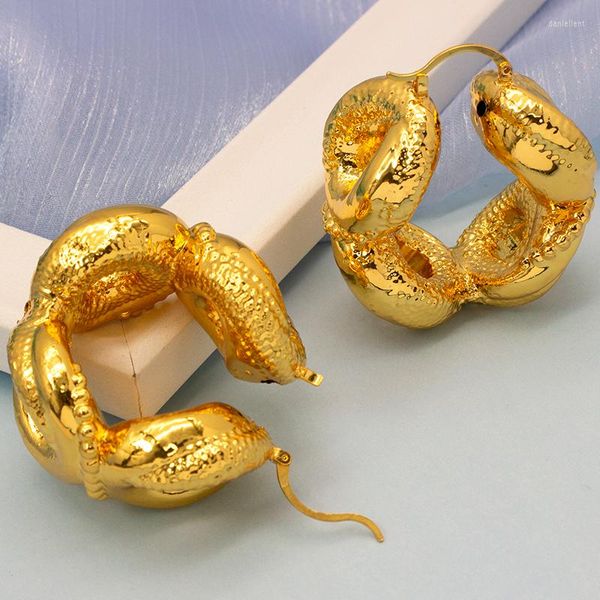 Orecchini a cerchio placcatura in oro 24K Rame di alta qualità Africano Dubai Golden Scava fuori grandi accessori di gioielli di moda