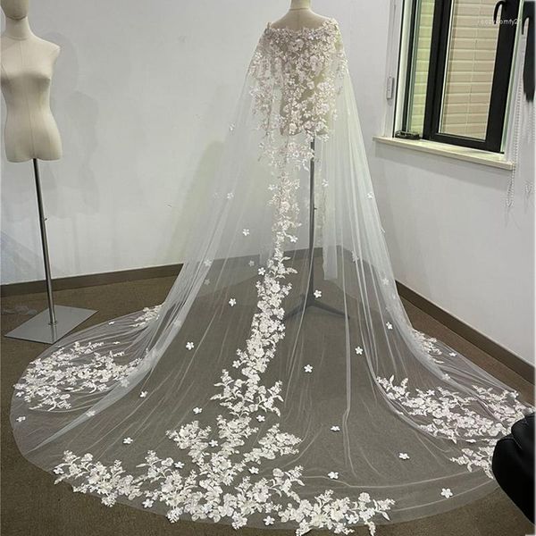 Wraps Long Bridal Wrap Luxury Lace Appliques Scialle Wedding Cape Accessori per abiti Party 2023 Giacca da donna