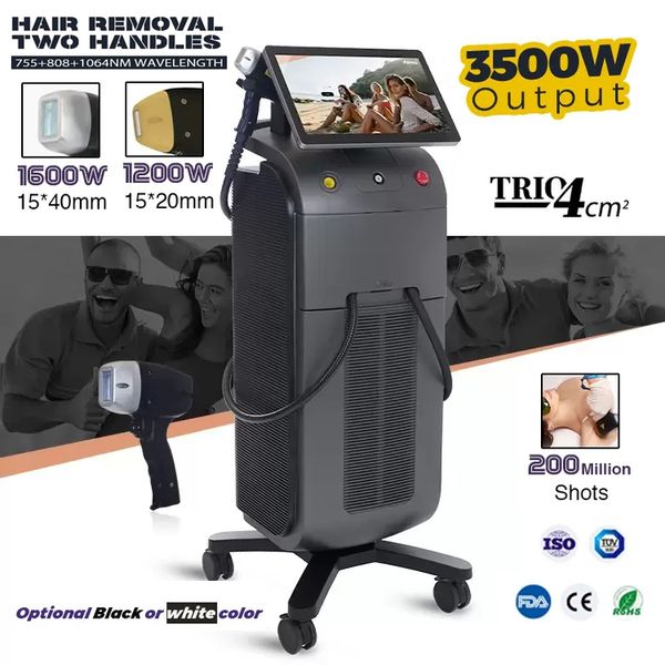 1600W 3 Comprimentos de onda 808nm/755nm/1064nm Máquina de remoção de cabelo a laser com controle de controle de controle de controle profissional