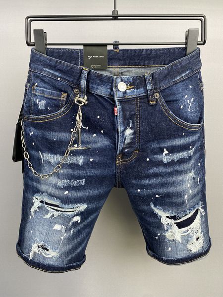 DSQ2 короткие джинсовые джинсовые джинсы Men Jeans Blue Mens Luxury Designeans Skinny разорванные крутые парня причинную джинсовую джинсовую джинсы для мужчины для вымытых брюк 512