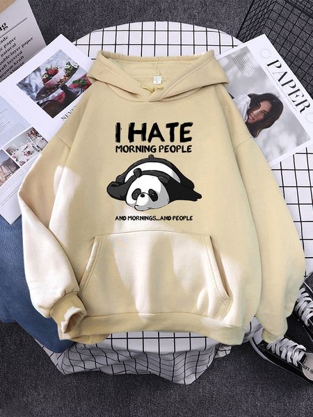 Hoodies das mulheres moletons bonito panda dorme impressão moletom feminino quente pulôver vintage para mulher moda coreano em torno do pescoço hoodie feminino 230208