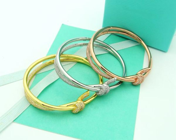 Designer Bangle donna Braccialetti con ciondoli in acciaio inossidabile annodato lucido coppia bracciali gioielli moda uomo