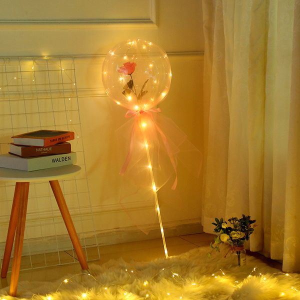 Presente de buqu￪ de bal￣o ROVA LIGUNDAￇￃO DIY LED Pink Rose Flower Bouquets