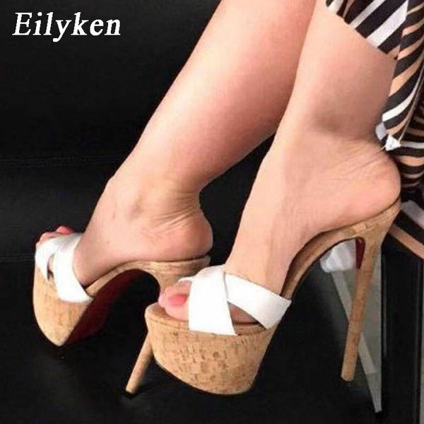 Sandali Eilyken Sexy Super High Heels Pantofole da donna Sandali Fashion Platform Open Toe Party Catwalk Mules Slide Shoes 230208