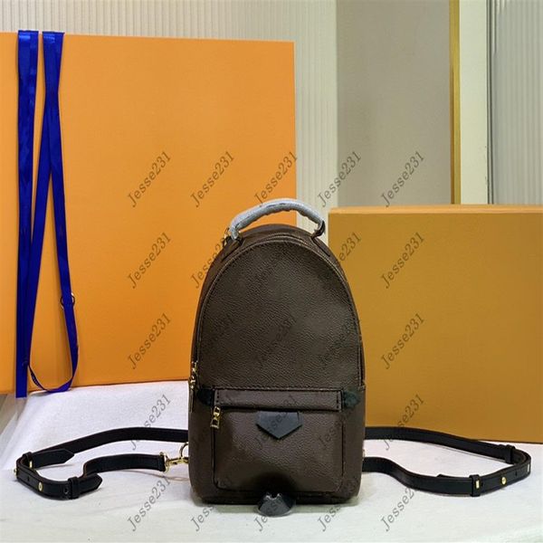 Yüksek kaliteli klasik tasarımcı çantalar deri mini boyutu okul çantaları kadın ve çocuklar backpack springs bayan seyahat açık çantası 4colo262p