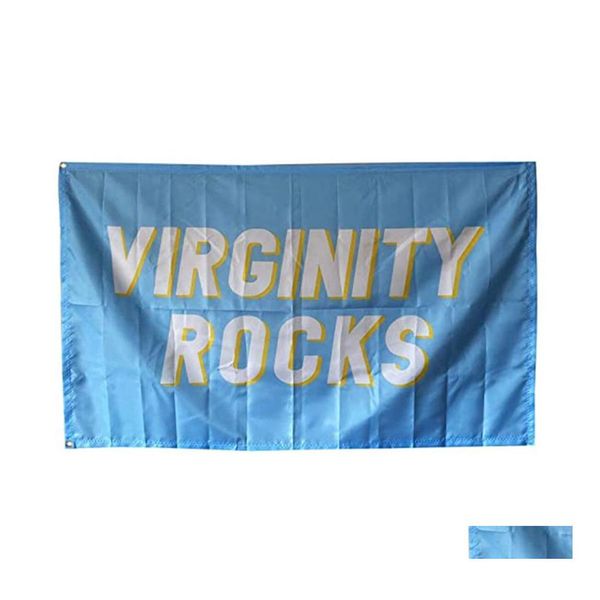 Banner-Flaggen, blaue Virginity Rocks-Flagge, 3 x 5 Fuß, Doppelnaht, Dekoration, 90 x 150 cm, Sportfestival, Polyester, Digitaldruck, Ganzes 257 Dhhth