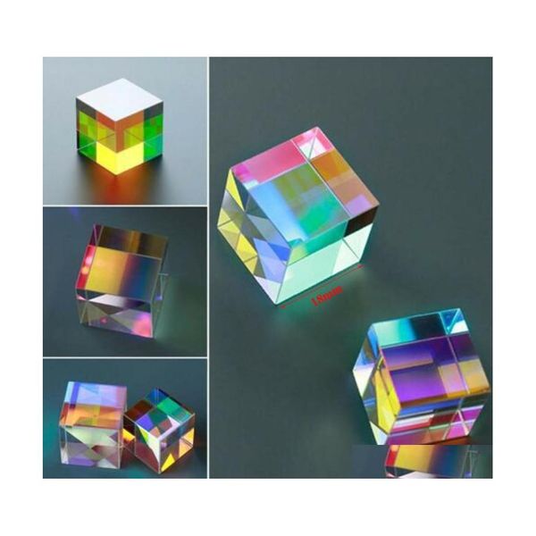 M￡scaras de festa Prism Sixidedsided Light Combine Cubo de vidro de vidro de vidro Divis￣o de vidro Optical Experimento Instrumento L35 Drop HO DHMC5