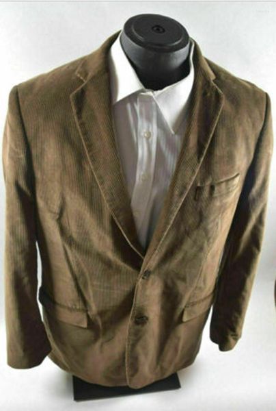 Мужские костюмы коричневые мужские вельветовые седлбренд -нарезанный отворотный отворот Терно Маскулино модный случай повседневной костюм мужчины изготовлены на заказ