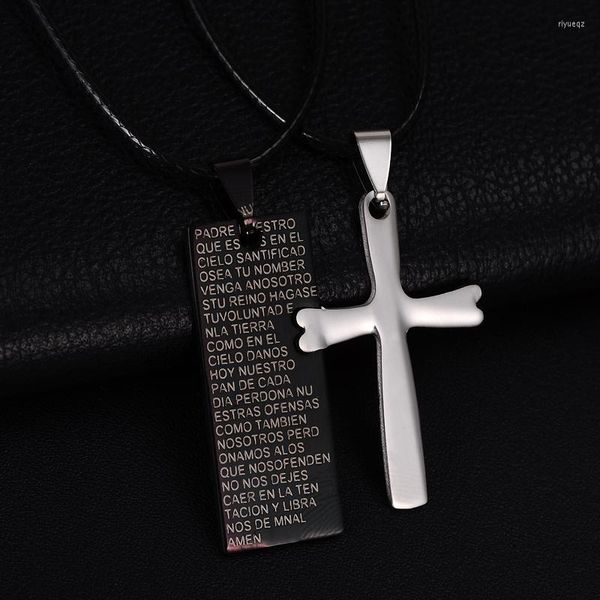 Colares pendentes de personalidade criativa de titânio aço de colar de aço conjunto cross amantes cruzados memorial jóias do dia dos namorados do dia dos namorados