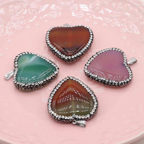 Подвесные ожерелья натуральные камень в форме сердца Агаты для ювелирных изделий для изготовления серьс