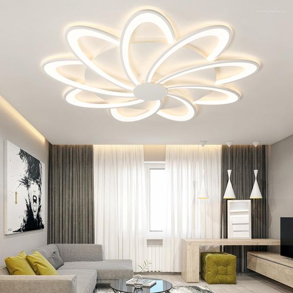 Kronleuchter Modernes Design LED-Deckenleuchte für Wohnzimmer, Esszimmer, Küche, Schlafzimmer, weiße hängende Acryl-Blütenblätter-Leuchte