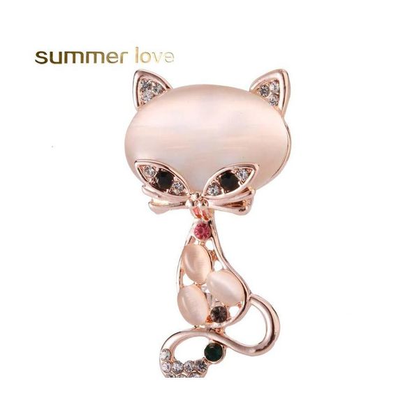 Pins Broschen Opal Stein Brosche Pin Für Frauen Männer Anzug Hemd Kragen Strass Niedlichen Tier Elegante Schmuck Geschenk Großhandel Drop Deliv Dhoz6