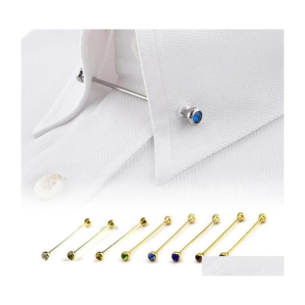 TIE Clips Kristal Bar Erkek Gömlek Yaka Pimi Kavrıcı Bağlar Klip Toka Broş Broşel Kapak Çubuk Toka 47c3 Damla Teslimat Yahudi Dhnfp