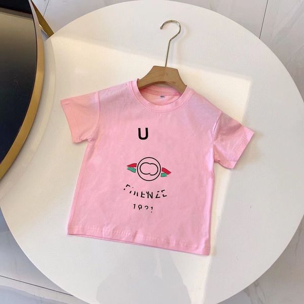 Baby-T-Shirt für Kinder, Designer-T-Shirt, Kinderkleidung, Kleinkind-T-Shirt, Kinder-Design, 1–14 Jahre, Junge, Mädchen, kurzärmelig, neues Luxus-Sommer-Shirt mit Buchstaben, klassischer rot-blauer Balken