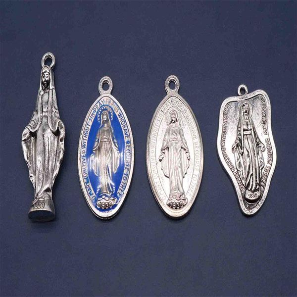 Charms Blue Catholic Virgin Maria Sagrado Coração maravilhoso Bracele Divine MedalCharms