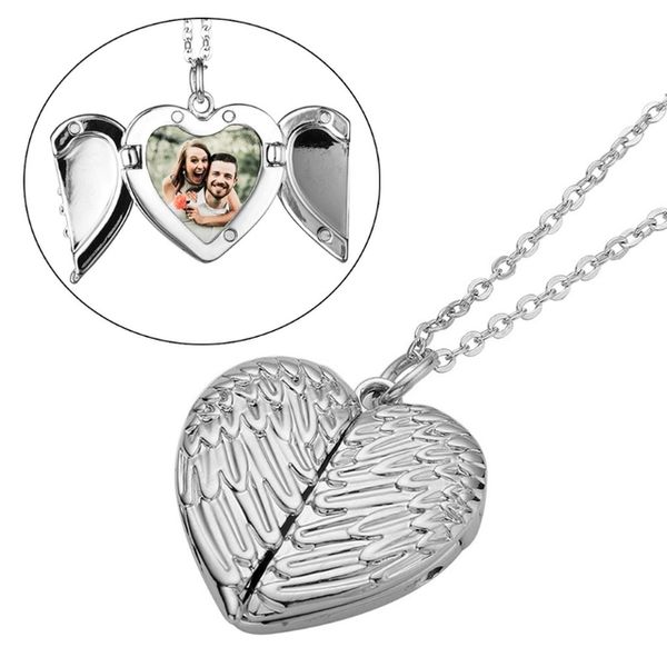 Сердце в форме сублимации Blancs Angel Wing Love Heart Sending Ожерелья для женщин День Святого Валентина подарок