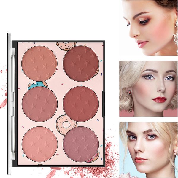 6 Cores Face Blush Paleta Luz de luxo Paletas Busher