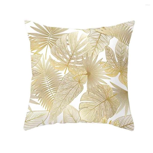 Kissenbezug 45 45 cm Goldblätter Pflanzenbedruckter Polyester-Kissenbezug, quadratisch, für Sofa, Bett, Heimdekoration, hohe Qualität #40