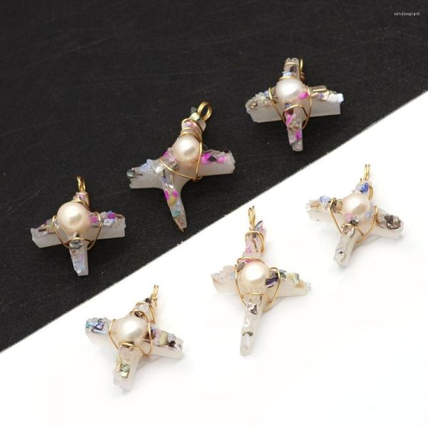 Anhänger Halsketten Unregelmäßige Harz Kreuz Perle Wrap 25-50mm Charme Bunte Herstellung Schmuck DIY Halskette Ohrringe Boutique Frauen zubehör