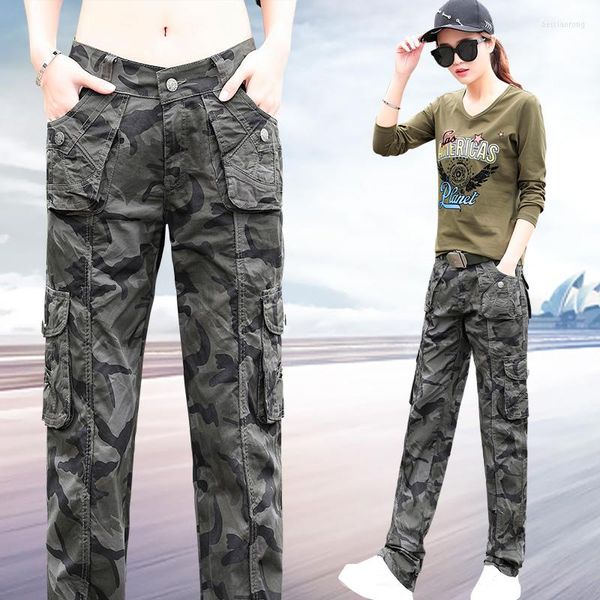 Damenhose, modisch, Camouflage, komplett, für Damen und Mädchen, lässig, Jogger, Cargohose für Damen