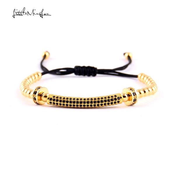 Braccialetti con ciondoli Little MingLou 4mm Bracciale uomo con perline di rame Luxury Pave CZ Tubi lunghi Cerchi Macrame Braccialetti per gioielli da donna