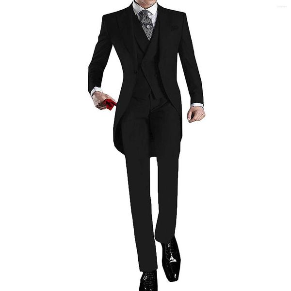 Ternos masculinos Casaco de cauda masculino cinza Smlim Fit 3 Peças Tuxedo para casamento formal Business Prom Casamento (colete de calças blazer)
