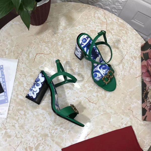 Scarpe col tacco alto open-toe sandali eleganti stampa in pelle da donna moda fibbia in metallo scarpe designer di lusso sexy 10,5 cm scarpe estive in pelle taglia 34-43