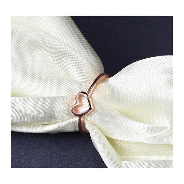 Bandringe Großhandel Mode Rose Gold Farbe Herzförmige Ehering für Frauen Valentinstag Geschenk 672 Q2 Drop Lieferung Schmuck DHRGB