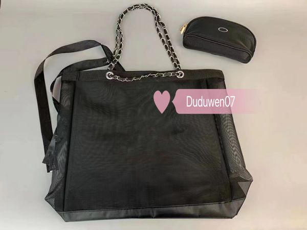 Aufbewahrungstasche, klassisch, 2er-Set, Tasche, Buchstabe C, klassisch, Organizer, bedruckte Tragetasche aus Netzstoff mit Band, modisches Reisenetz, Make-up-Geschenk