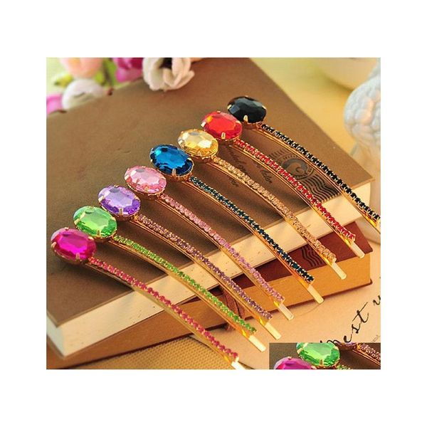 Clipes de cabelo Barrettes Hairpin Goma coreana elegante Gem Diamond Crystal Box Late