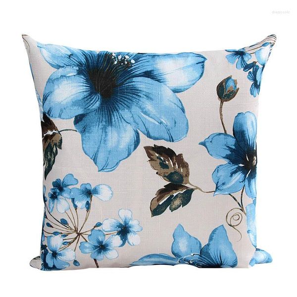 Travesseiro estilo chinês belo grande padrão floral sofá tampa 45x45cm sem quadrado interno azul verde tampas cinza x109