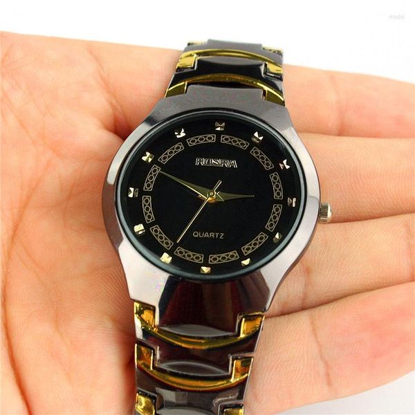 Kol saatleri lüks iş saatleri erkekler ultra ince taklit tungsten çelik kuvars rosra reloj hombre dini maskulino