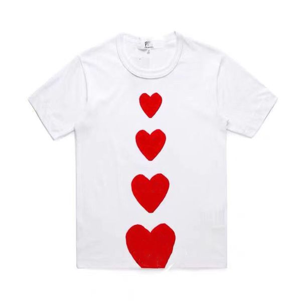 Play Designer Mens Camisetas Crianças Bordadas Amor Olhos Puro Algodão Branco Coração Vermelho Manga Curta Camisetas Meninos e Meninas Soltas Casual Camiseta Top Tamanho 80-150 B2