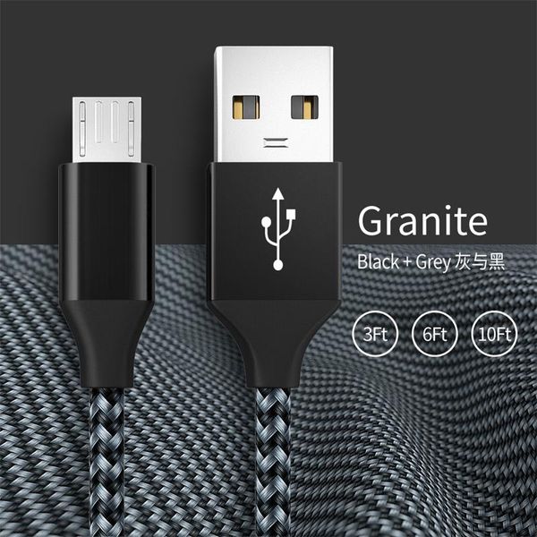 NEUE 6 Farben Weben USB-Kabel 1m 2m 3m 18W für Micro USB Typ C USB-C Telefonkabel Handy geflochtenes Ladegerät Schnellladekabel