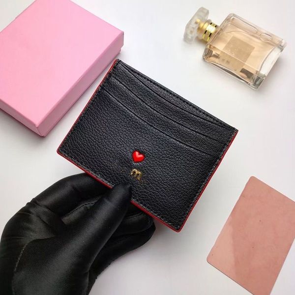 Yeni 2024 yüksek son lüks mini kart klip klasik kadın tasarımcı cüzdan şık ince aşk keçi cilt ince sayfa çift taraflı kart tutucu kadın küçük kart çanta