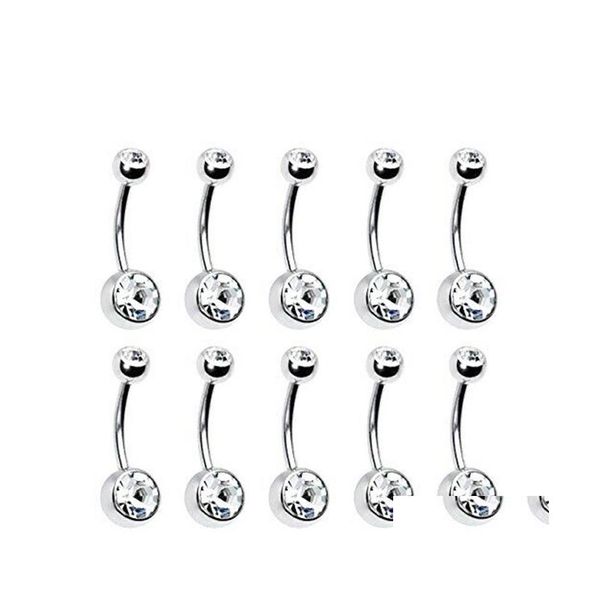 Altro Anello per piercing all'ombelico con doppio diamante pulito 100 Pz / lotto Gioielli per il corpo di moda 100 D 14G 660 Q2 Drop Delivery Dhctc