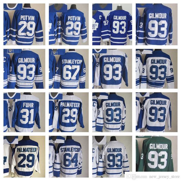1917-1999 Filme Retro CCM Ice Hockey Jersey Bordado 93 Doug Gilmour 64 Stanleycup 29 Felix Potvin 31 Grant Fuhr Vintage Jerseys para homem