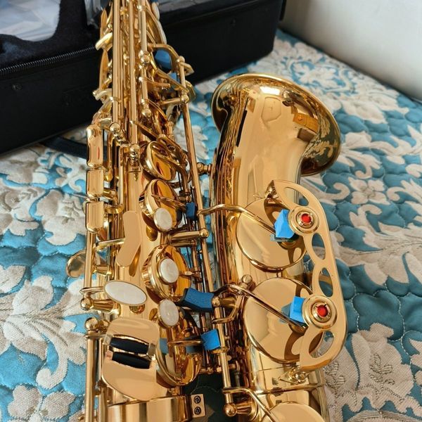 M￺sica saxofone eb Alto SAS-802II Super Action Alto sax tocando instrumentos musicais Gold Professional com estojo