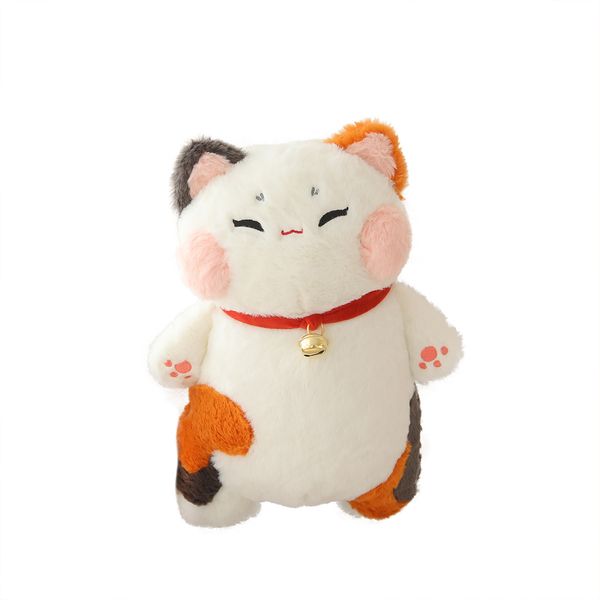 Japan Calling Bring Fortune Cats Plushie Toy Animals Flower Orange White Cats Throw Pillow Neck Bell Decor Collana Kid Toys LA511