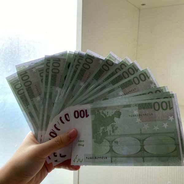 Festive Party Supplys Us Kids Paper Prop Realistic Money Wholesale Game 100pcs/pacote brinquedo ou família 100 euros cópia jogo Banknote qtqri