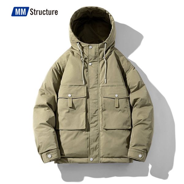 Jaquetas masculinas coreano viagem ao ar livre multi bolso oversized acolchoado algodão quente puffer casaco vintage safari inverno h230207
