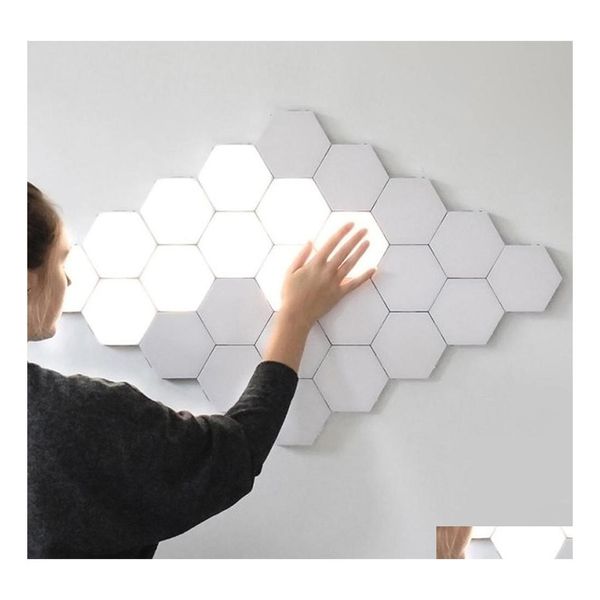 L￢mpadas de parede Brelong LED Quantum Hexagonal Lamp Modar Touch Sensor Lighttle Feltle